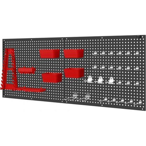 Настінний стенд-органайзер для інструментів 112x45 см Kraft&Dele KD11897 модульна підвісна стійка з гачками та контейнерами KD-KD11897 фото