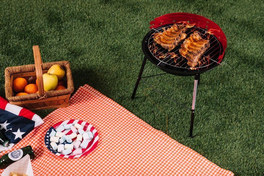 Круглый гриль для пикника 41x33.5x46.5 см Garden Line BBQ5276 гриль на ножках для дачи угольный гриль с решеткой для кемпинга CH-BBQ5276 фото