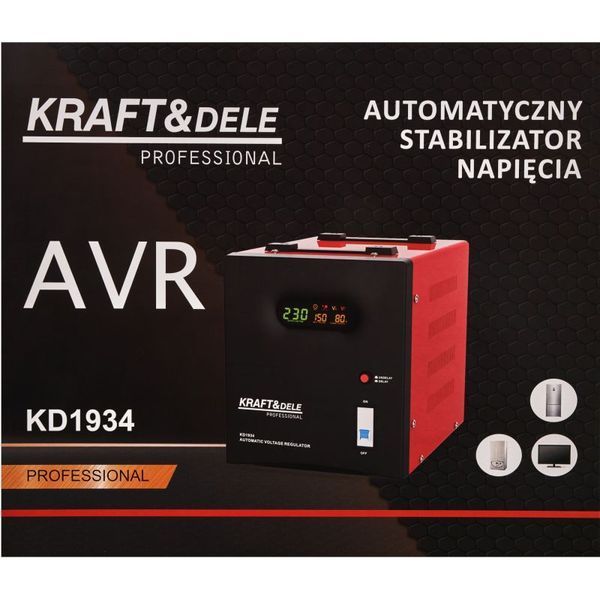 Електричний стабілізатор напруги Kraft&Dele KD1934 AVR 3000 ВА апарат для вирівнювання напруги автоматичний регулятор напруги KD-KD1934 фото