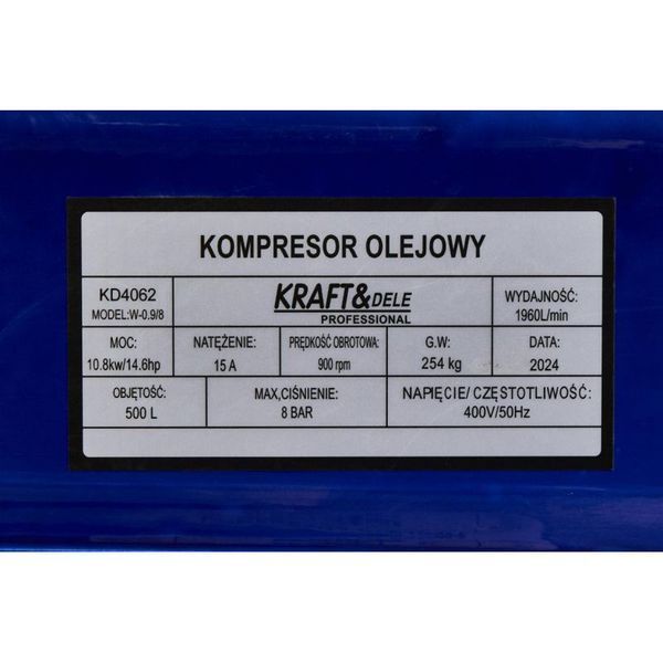 Масляный компрессор Kraft&Dele KD4062 500 л, 400 В, 10.8 кВт KD-KD4062 фото
