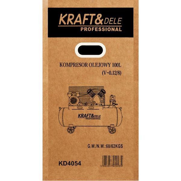 Компрессор масляный с колесами Kraft&Dele KD4054 100 л, 8 бар KD-KD4054 фото