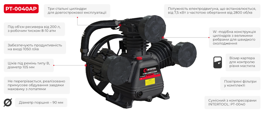 Компрессорная головка к Intertool PT-0040AP 7500 Вт, 8-10 бар IT-PT-0040AP фото