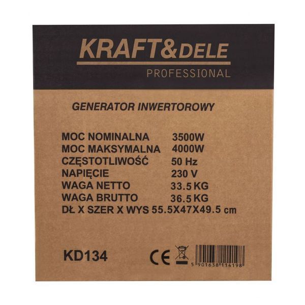 Инверторный генератор Kraft&Dele KD134 3.5/4 кВт 13 л для безопасной работы электроприборов KD-KD134 фото
