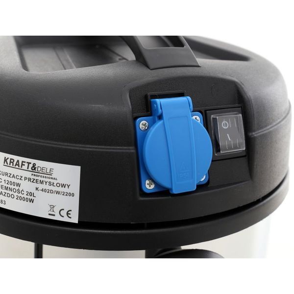 Промышленный пылесос Kraft&Dele KD483 1200 Вт 20 л розетка 2000 Вт KD-KD483 фото