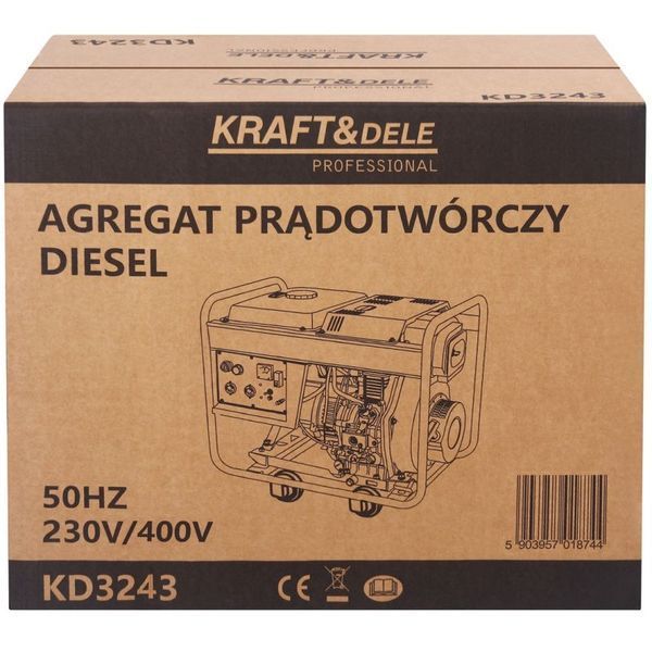 Трехфазный дизельный генератор Kraft&Dele KD3243 6.5/7 кВт, 230/400 В KD-KD3243 фото