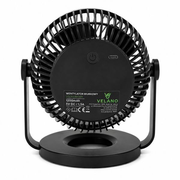 Аккумуляторный вентилятор Velano VELWEBS0011 5 В 1.5 А 1200 мАч 4 режими USB PM-VELWEBS0011 фото